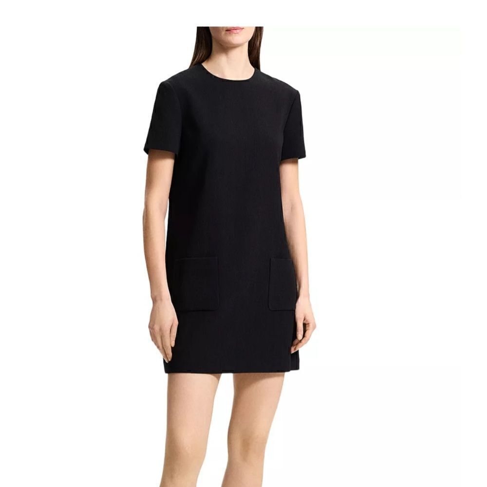 EUC Theory black lamb back zip front pocket dress short sleeve 4